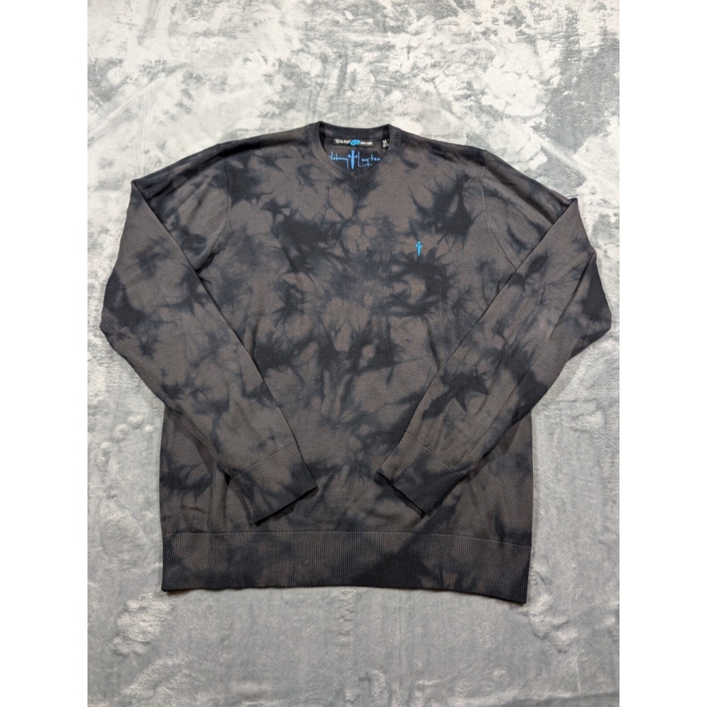Vans Mens Medium Black Off The Wall Johnny Layton Tie Dye V-Neck Sweater